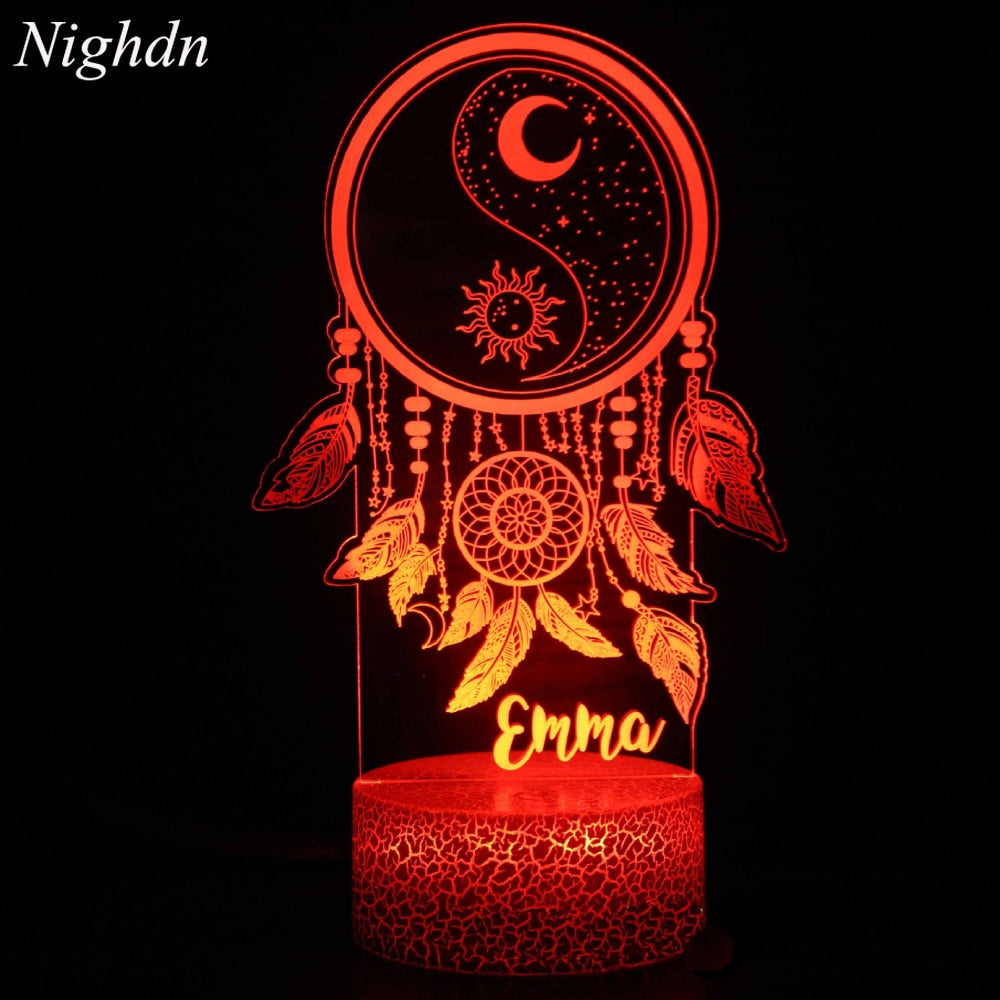 Dream Catcher Valentine Wind Chimes Table Lamp  3D Night Light for Kid Bedroom Party Desk Decor Lava Holiday Girls Xmas Souvenir