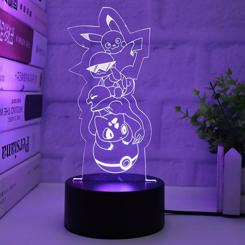 18 Style Pokemon 3D Led Night Light Pikachu Charizard Anime Action Figures Model Logo Lamp Collection Faith Atmosphere Light toy