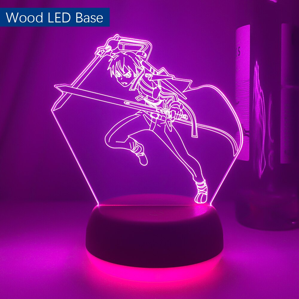 Anime 3d Lamp Sword Art Online Kirito Figure for Bedroom Decor Nightlight Birthday Gift Indoor Led Night Light Manga SAO