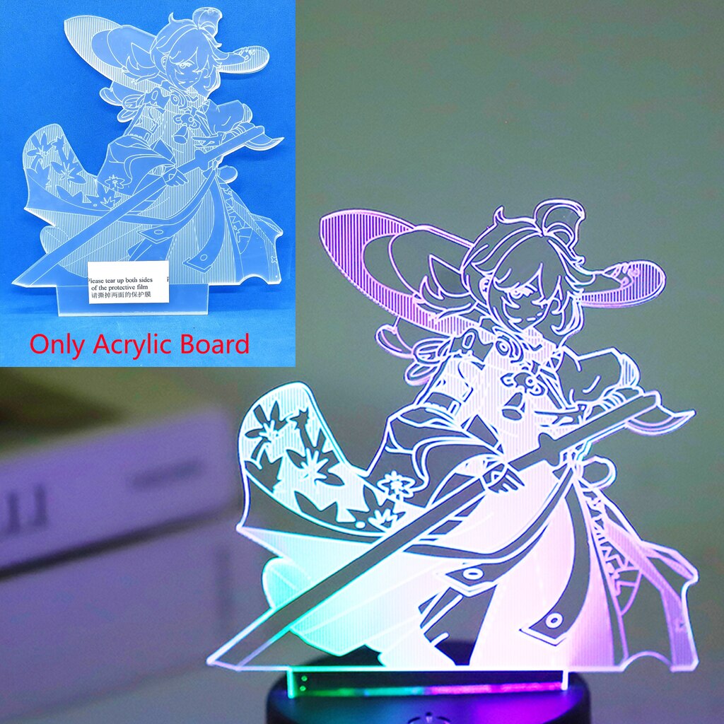 Raiden Shogun Genshin Impact Nilou 3D Led Night Lamp For Kids Anime Light Room Decor Base And Acrylic Board Are Sold Separately