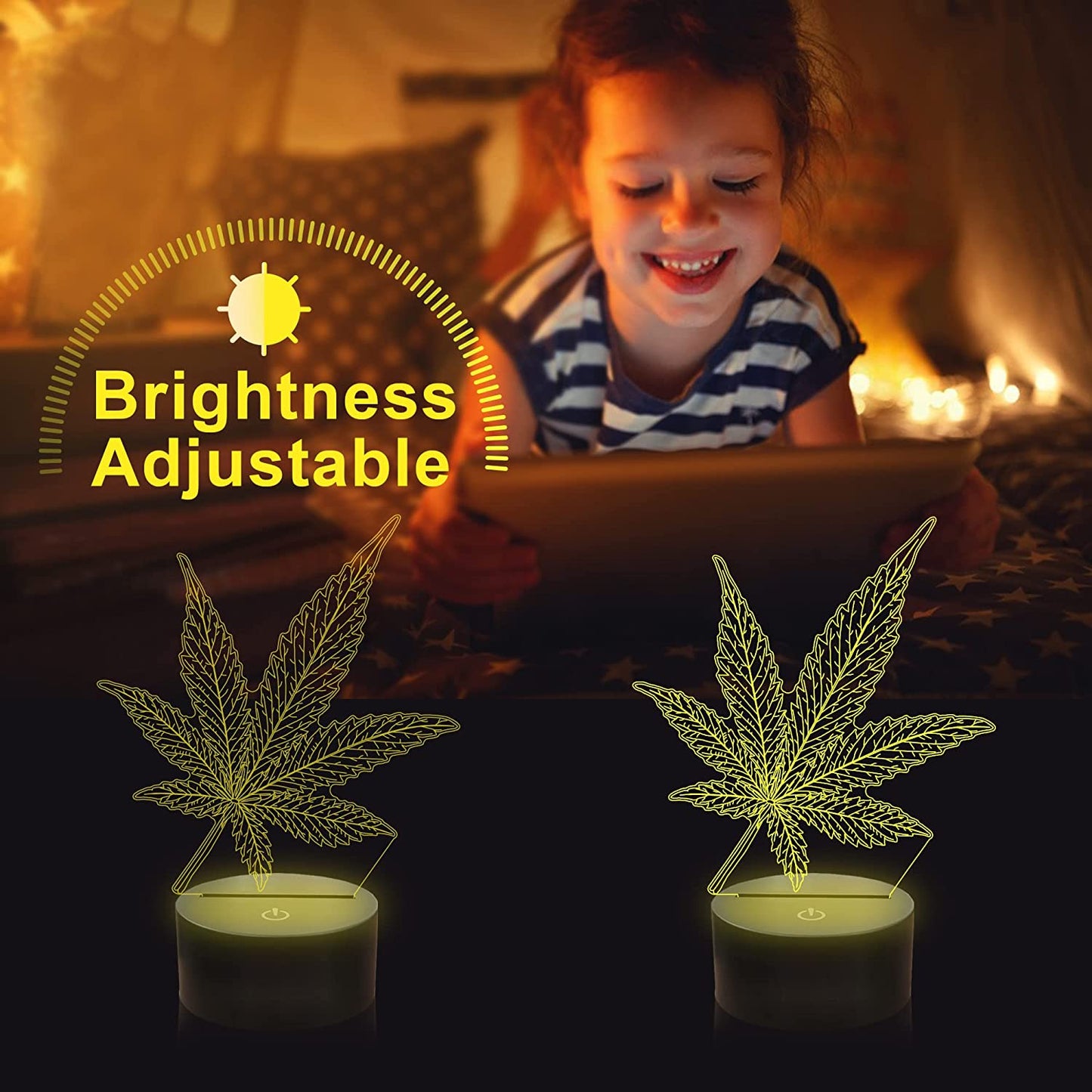 3D Leaf Night Light  LED Lamp with Remote Control Table Desk Bedroom Decor Optical Home Room Decor Birthday Xmas Gift for Kids