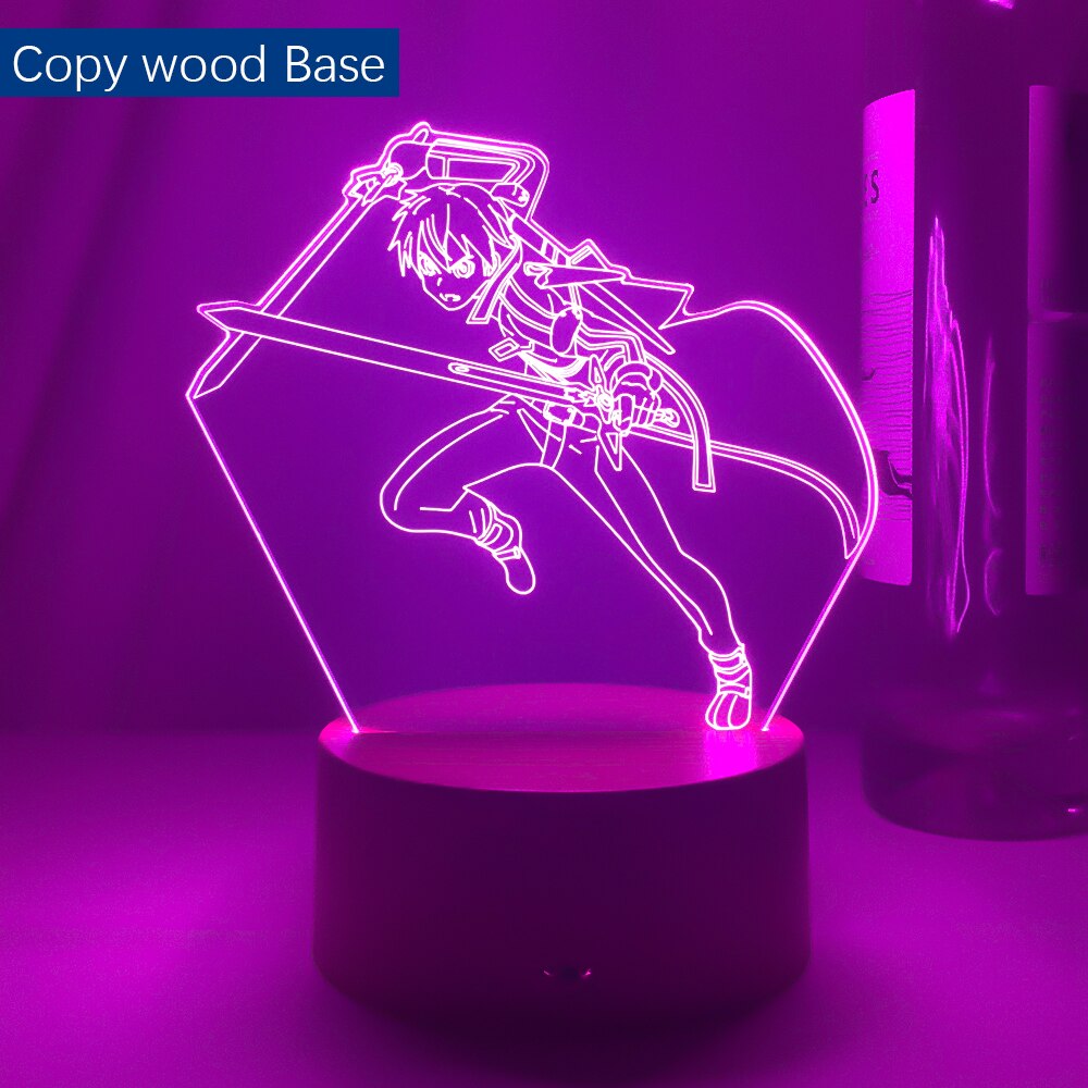 Anime 3d Lamp Sword Art Online Kirito Figure for Bedroom Decor Nightlight Birthday Gift Indoor Led Night Light Manga SAO