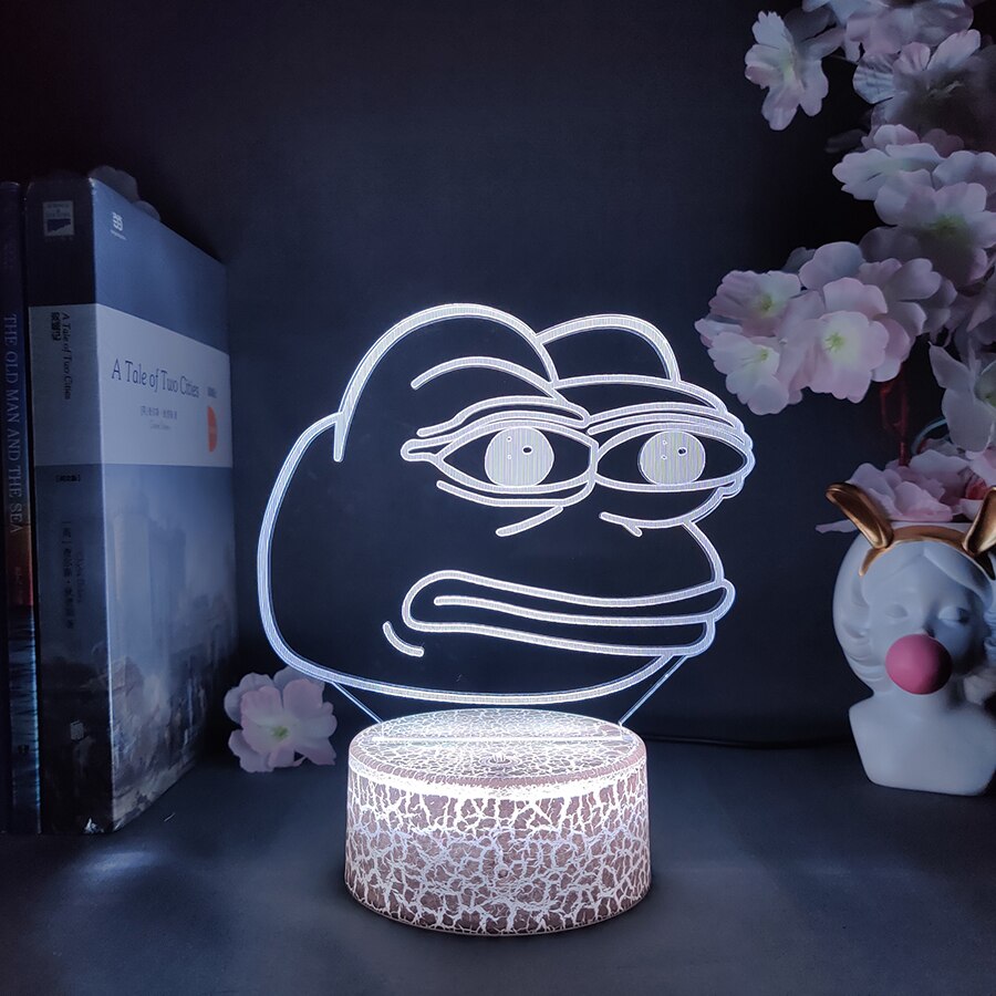 Kawaii Peepo Frog LED Table Lamp Cool New Year Xmas Gift for Kids Friends Holiday Party Lighting Decoration Cute Sad Frog Lights