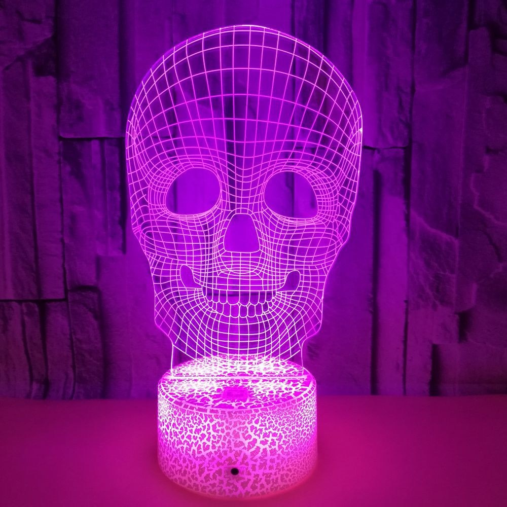 3D Led Night Light Hologram Halloween Gift Colorful Gradient Led Atmosphere Light Skull Decoration Lamp Illusion 3d Table Lamp