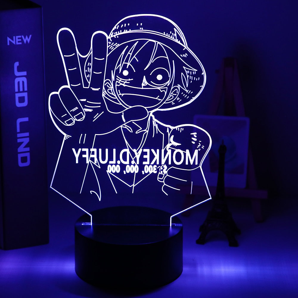 ONE PIECE Anime Night 3D LED Lamp Night Lamp Desktop 7/16 Color Touch Color Changing Light Children Toy Birthday Christmas Gifts