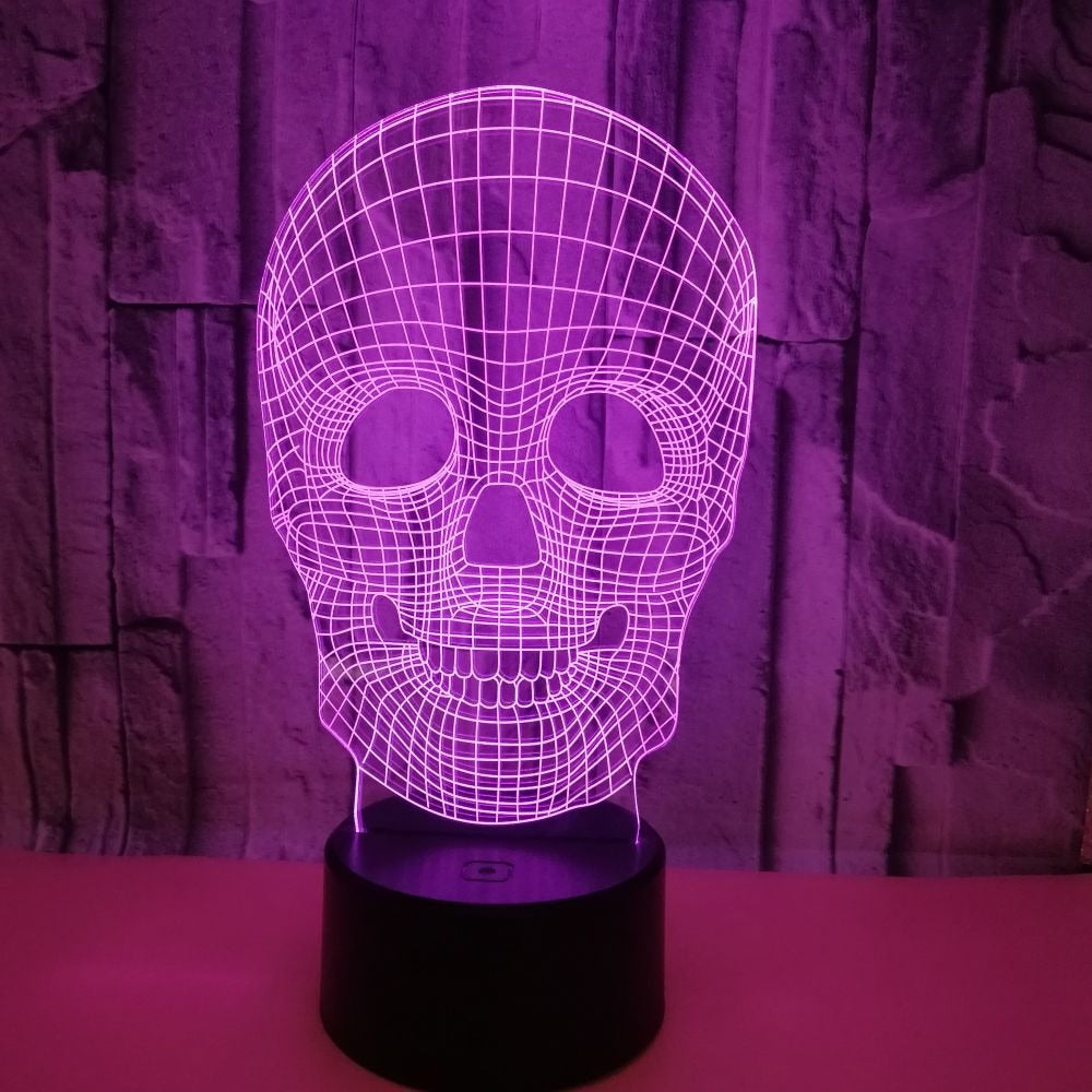 3D Led Night Light Hologram Halloween Gift Colorful Gradient Led Atmosphere Light Skull Decoration Lamp Illusion 3d Table Lamp