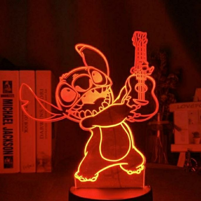 Disney Stitch 3D Anime Night Light Cartoon Action Figure LED Desk Lamp 7 Colors Change RBG Lamp Room Decor Kids Baby Gift