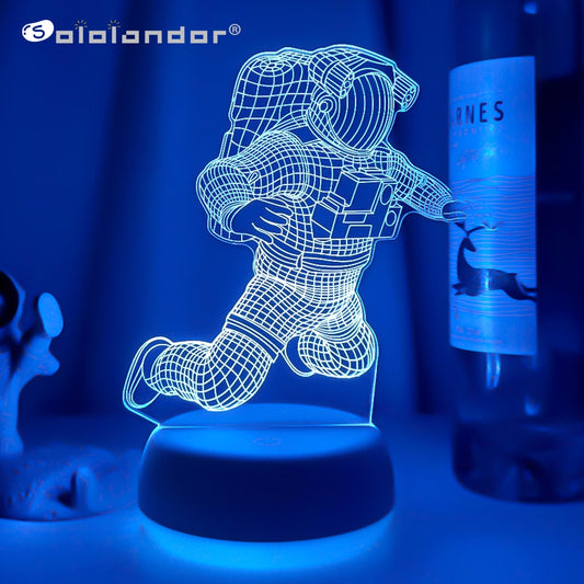 Figure Astronaut Action Acrylic 3D Spaceman Night Light Wedding Decoration Table Lamp Ornament Kids Room Decoration Dropshipping