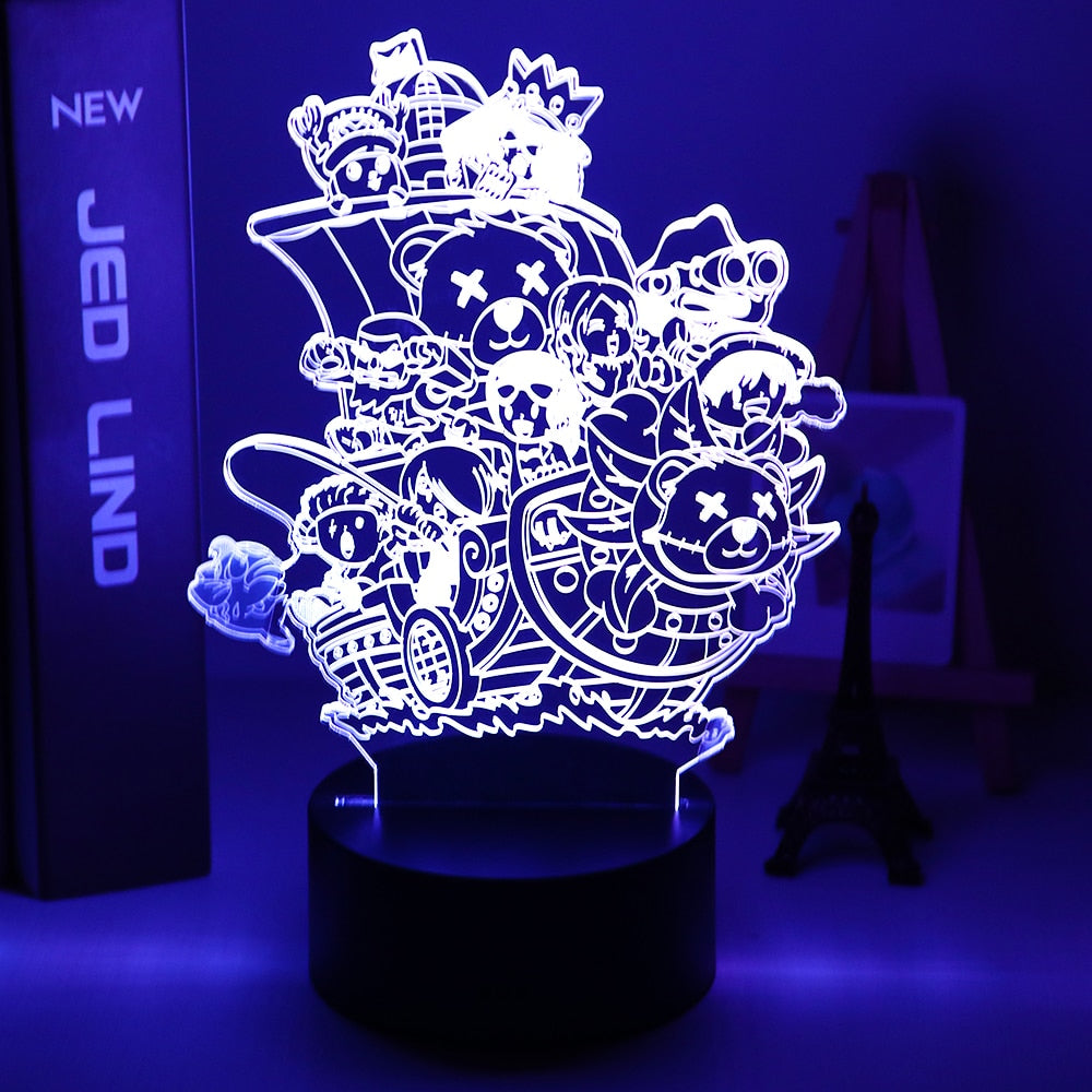 ONE PIECE Anime Night 3D LED Lamp Night Lamp Desktop 7/16 Color Touch Color Changing Light Children Toy Birthday Christmas Gifts