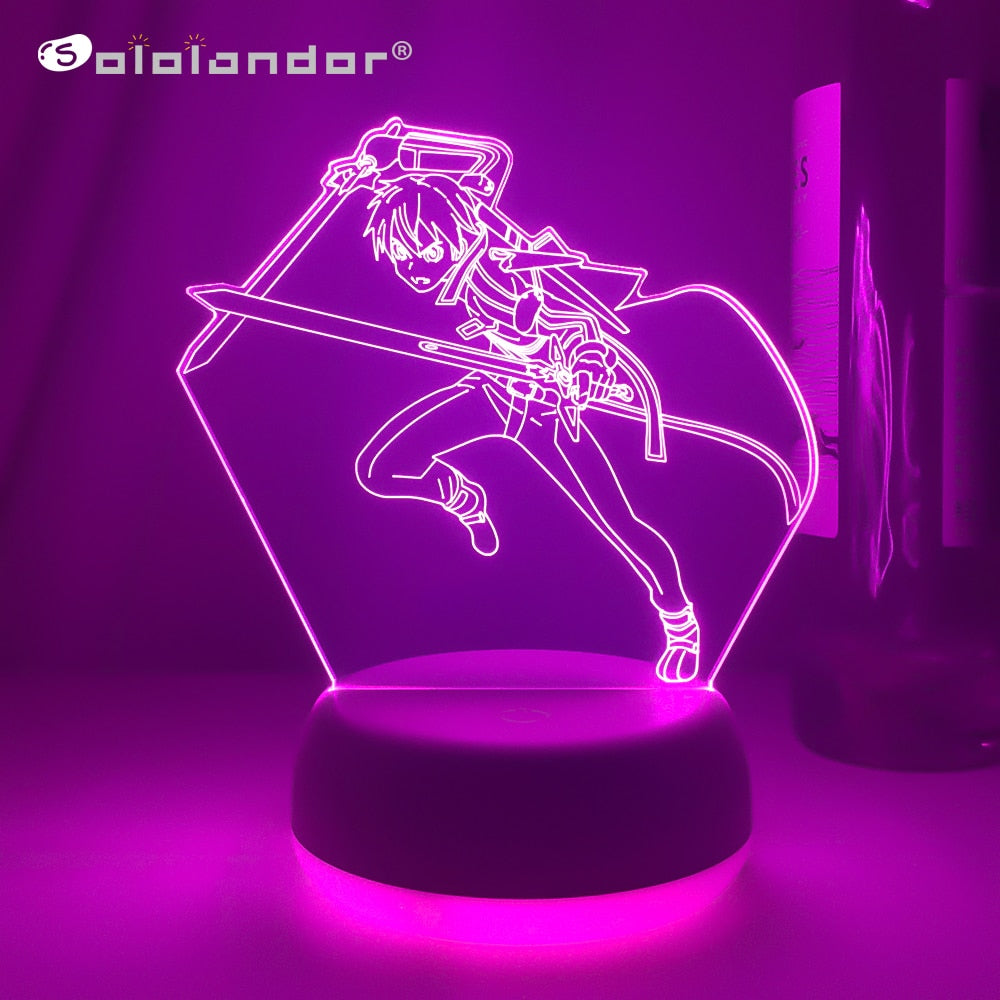 Anime 3d Lamp Sword Art Online Kirito Figure for Bedroom Decor Nightlight Birthday Gift Indoor Led Night Light Manga SAO