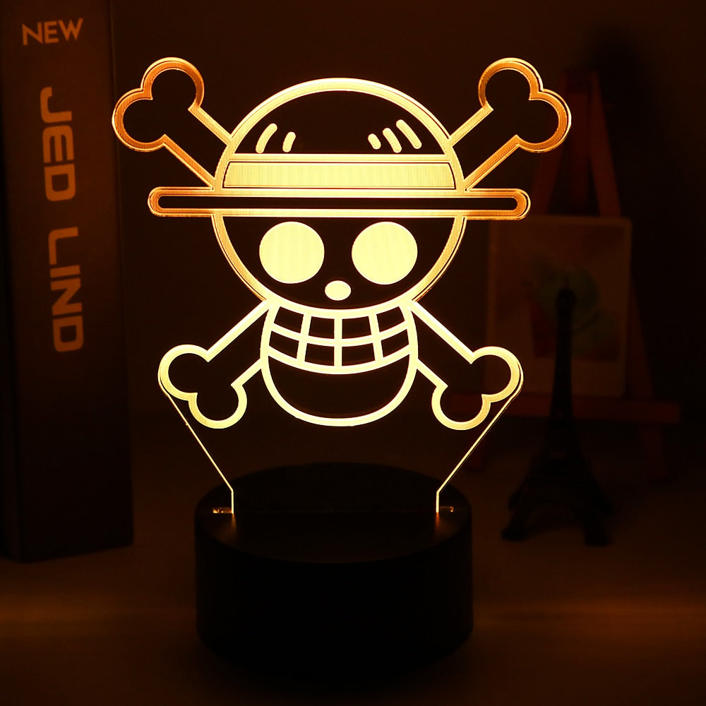 ONE PIECE Anime Night 3D LED Lamp Night Lamp Desktop 7/16 Color Touch Color Changing Light Children Toy Birthday Christmas Gifts