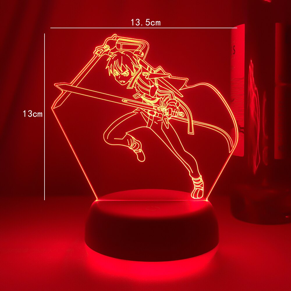 Anime 3d Lamp Sword Art Online Kirito Figure for Bedroom Decor Nightlight Birthday Gift Indoor Led Night Light Manga SAO