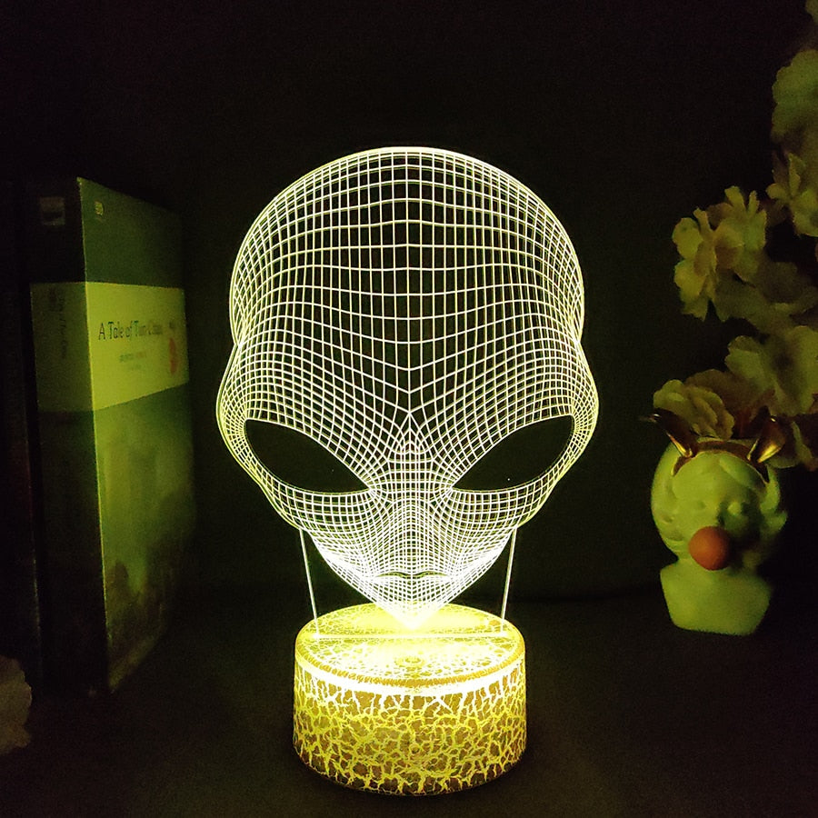 3D Visual ET Pop-eyed Alien Shape Lamp Nightlight Hologram Lighting Effect Desk Ornament Cool Gift for Kids Friends Birthday