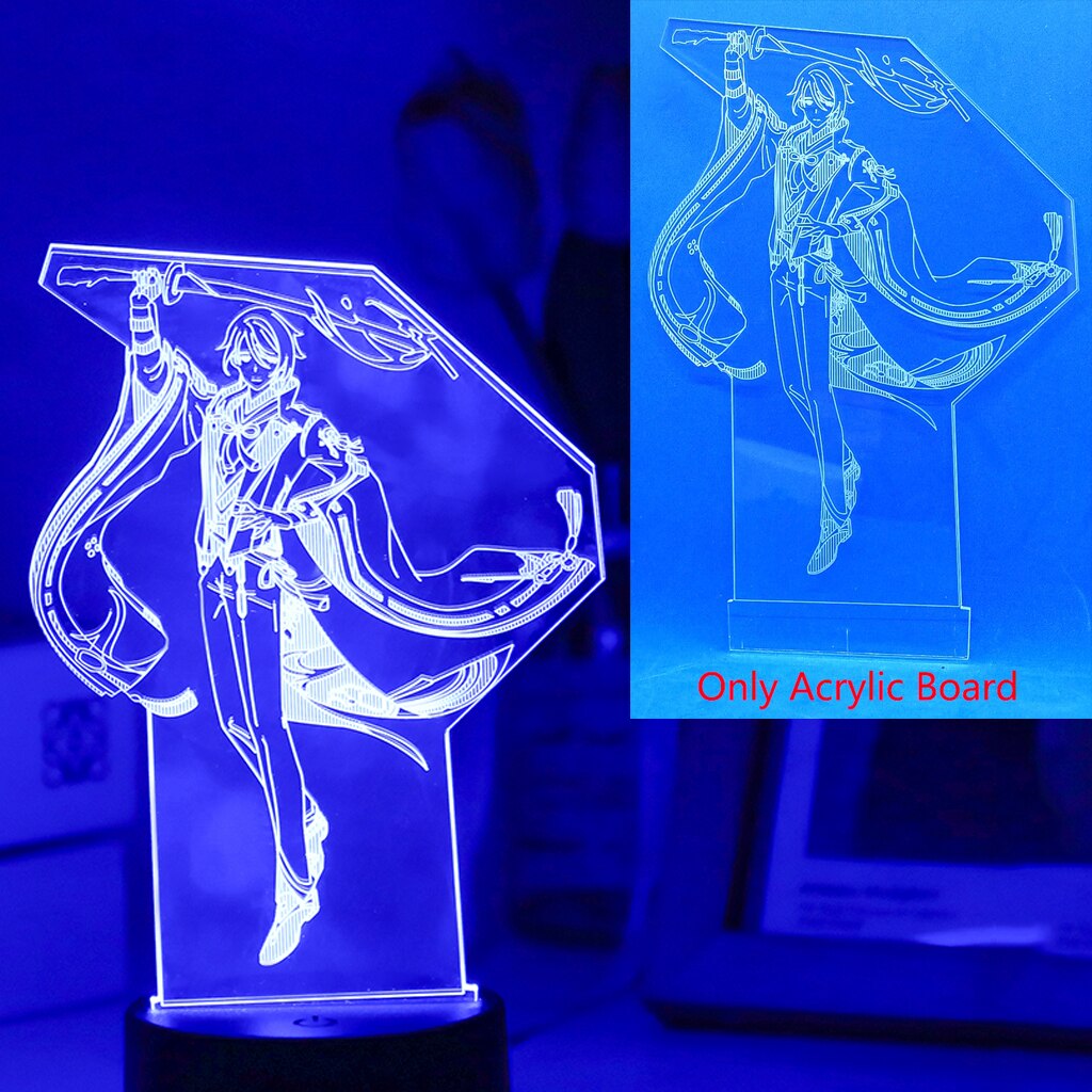 Raiden Shogun Genshin Impact Nilou 3D Led Night Lamp For Kids Anime Light Room Decor Base And Acrylic Board Are Sold Separately