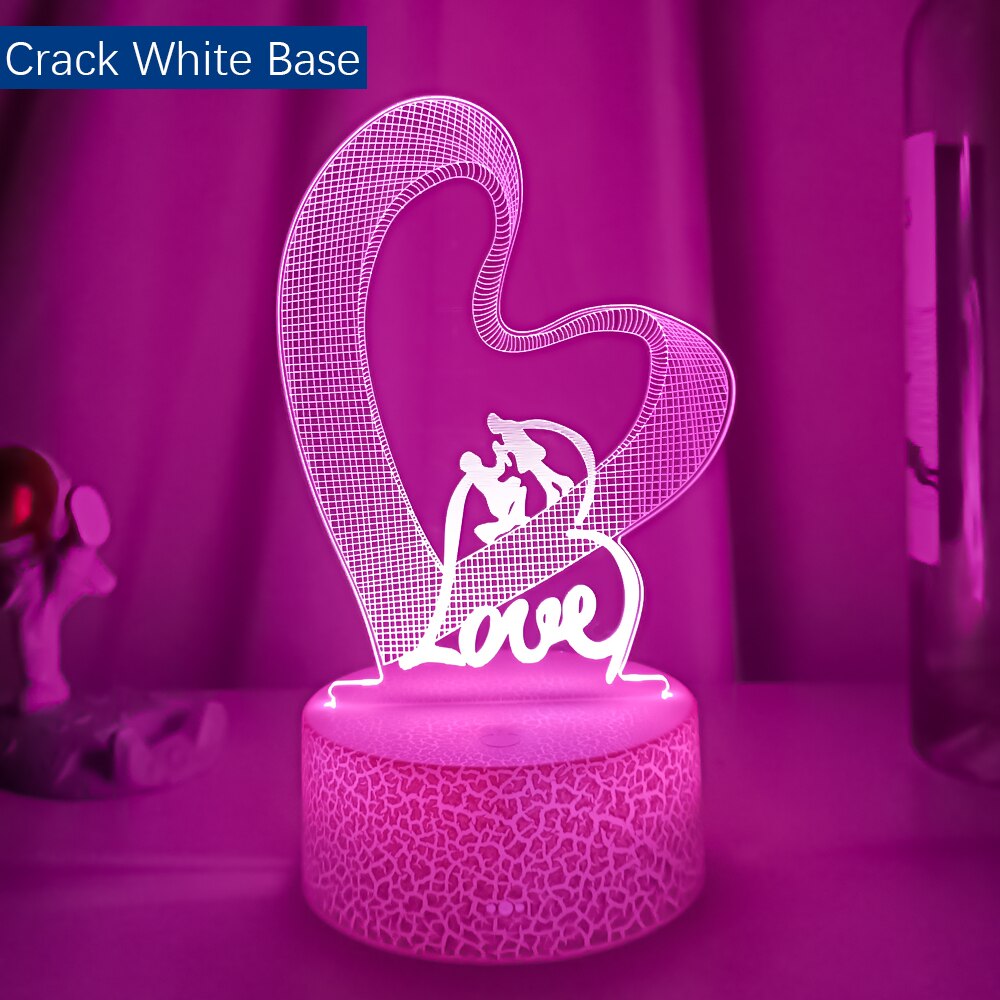 Novelty Valentines day Loving Heart 3D Effect Optical Illusion Table Lamp LED Night Light Valentine Gift For Her Wife Girlfriend