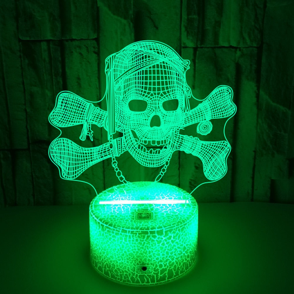 3D Led Night Light Hologram Halloween Gift Colorful Gradient Led Atmosphere Light Skull Decoration Lamp Illusion 3d Table Lamp