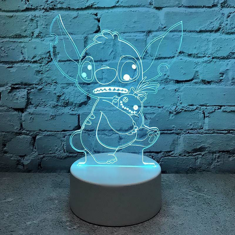 Disney Stitch 3D Anime Night Light Cartoon Action Figure LED Desk Lamp 7 Colors Change RBG Lamp Room Decor Kids Baby Gift