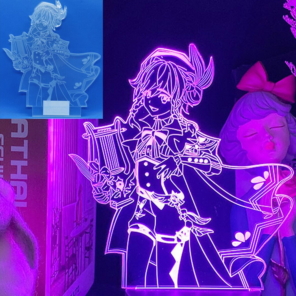 Raiden Shogun Genshin Impact Nilou 3D Led Night Lamp For Kids Anime Light Room Decor Base And Acrylic Board Are Sold Separately