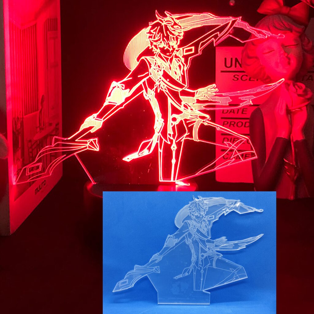 Raiden Shogun Genshin Impact Nilou 3D Led Night Lamp For Kids Anime Light Room Decor Base And Acrylic Board Are Sold Separately