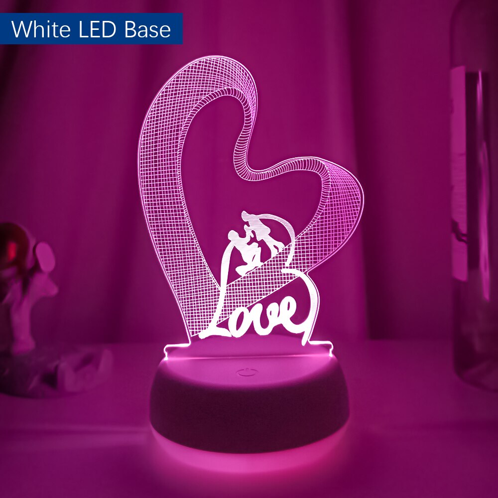 Novelty Valentines day Loving Heart 3D Effect Optical Illusion Table Lamp LED Night Light Valentine Gift For Her Wife Girlfriend