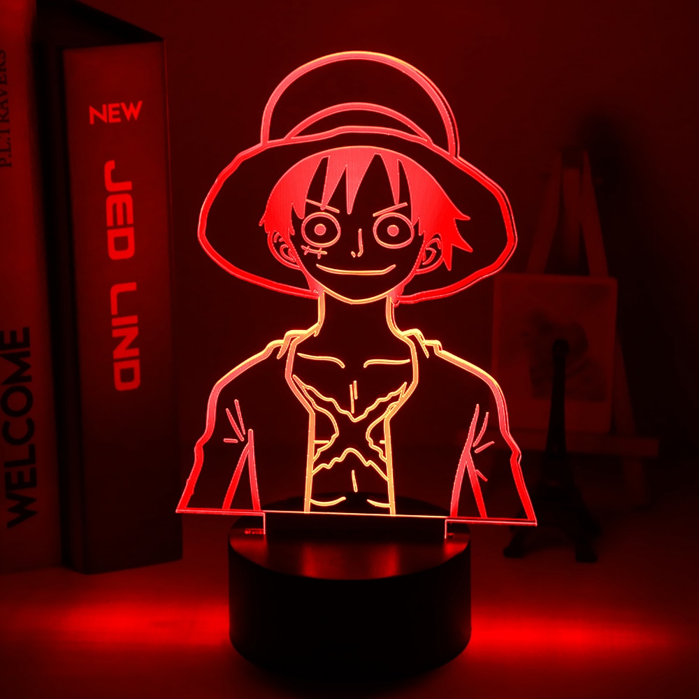 ONE PIECE Anime Night 3D LED Lamp Night Lamp Desktop 7/16 Color Touch Color Changing Light Children Toy Birthday Christmas Gifts