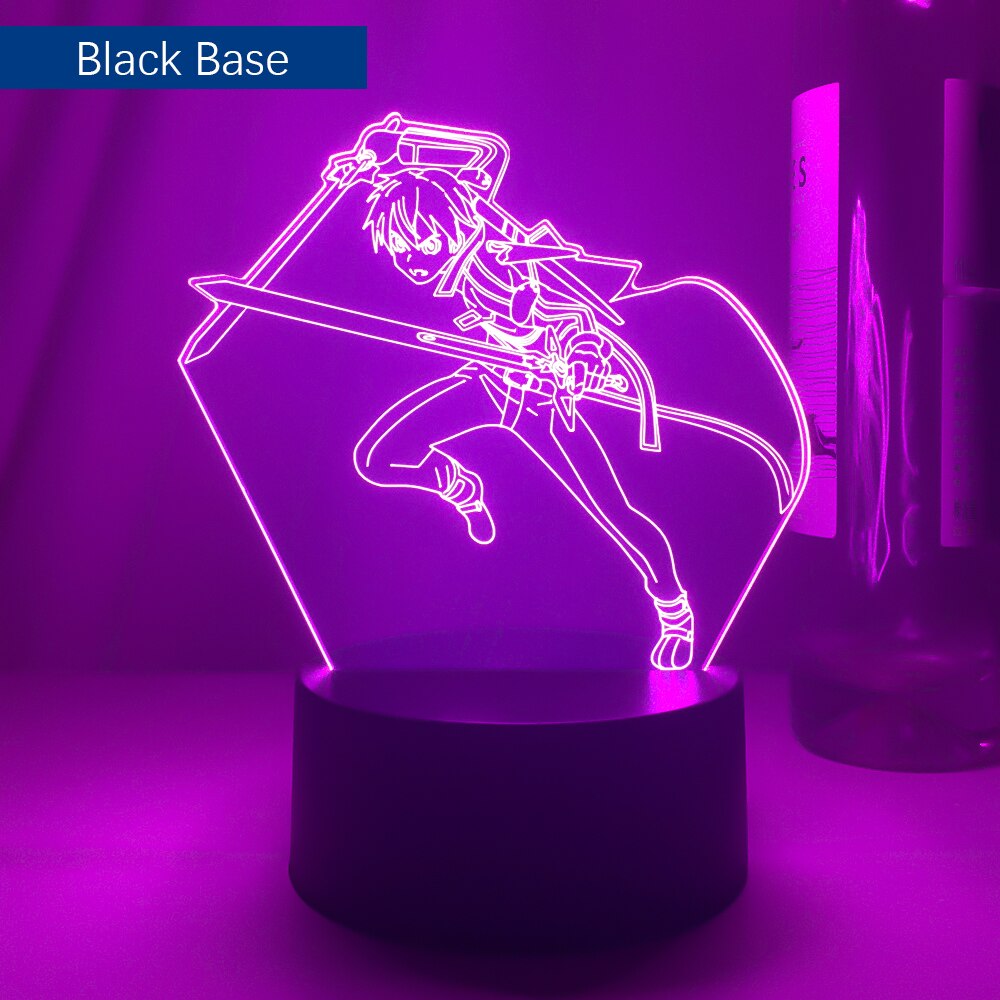 Anime 3d Lamp Sword Art Online Kirito Figure for Bedroom Decor Nightlight Birthday Gift Indoor Led Night Light Manga SAO