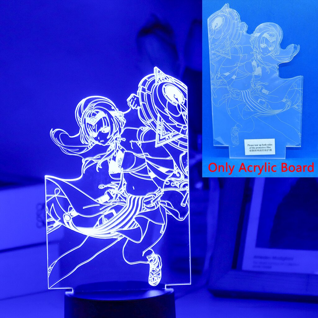 Raiden Shogun Genshin Impact Nilou 3D Led Night Lamp For Kids Anime Light Room Decor Base And Acrylic Board Are Sold Separately