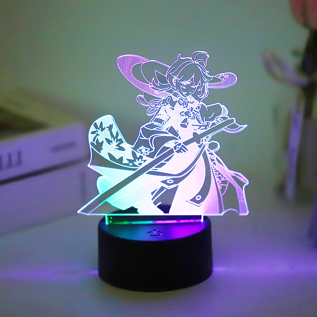 Raiden Shogun Genshin Impact Nilou 3D Led Night Lamp For Kids Anime Light Room Decor Base And Acrylic Board Are Sold Separately