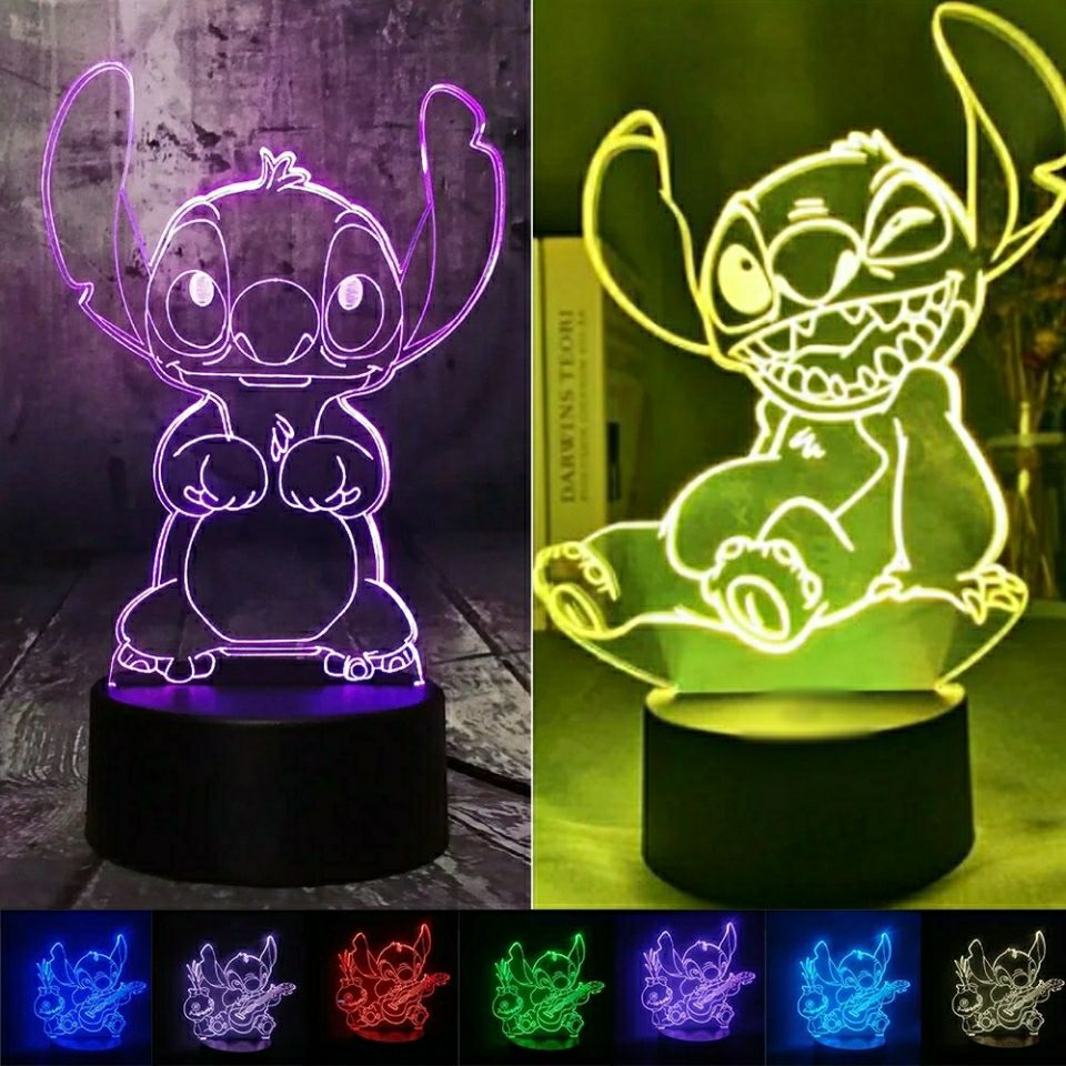 Disney Stitch 3D Anime Night Light Cartoon Action Figure LED Desk Lamp 7 Colors Change RBG Lamp Room Decor Kids Baby Gift