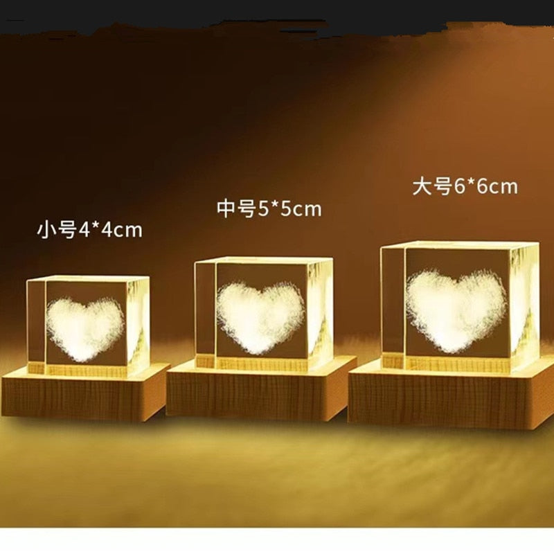 4cm Laser Engraved Moon Model Crystal 3D Glass Image Miniature Sculpture Crystal Cube for Souvenir Home Decor night light