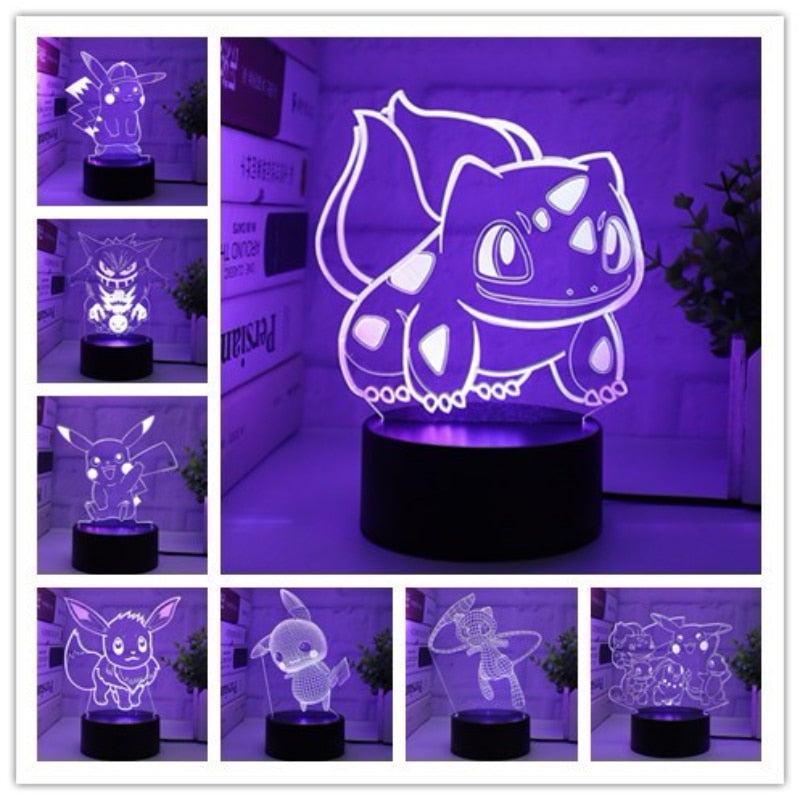 18 Style Pokemon 3D Led Night Light Pikachu Charizard Anime Action Figures Model Logo Lamp Collection Faith Atmosphere Light toy