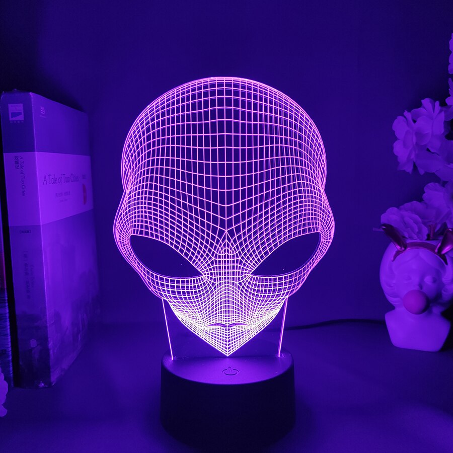 3D Visual ET Pop-eyed Alien Shape Lamp Nightlight Hologram Lighting Effect Desk Ornament Cool Gift for Kids Friends Birthday