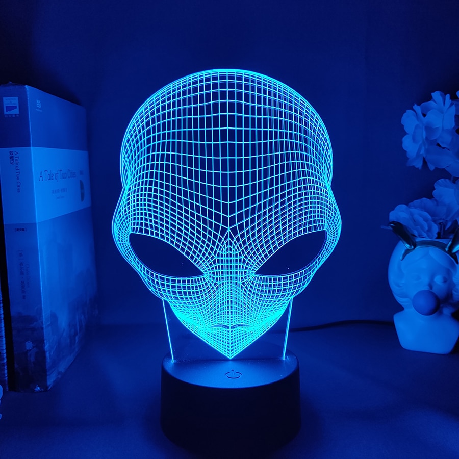 3D Visual ET Pop-eyed Alien Shape Lamp Nightlight Hologram Lighting Effect Desk Ornament Cool Gift for Kids Friends Birthday